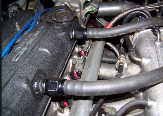 valve cover crank case pressure venting screw in fittings